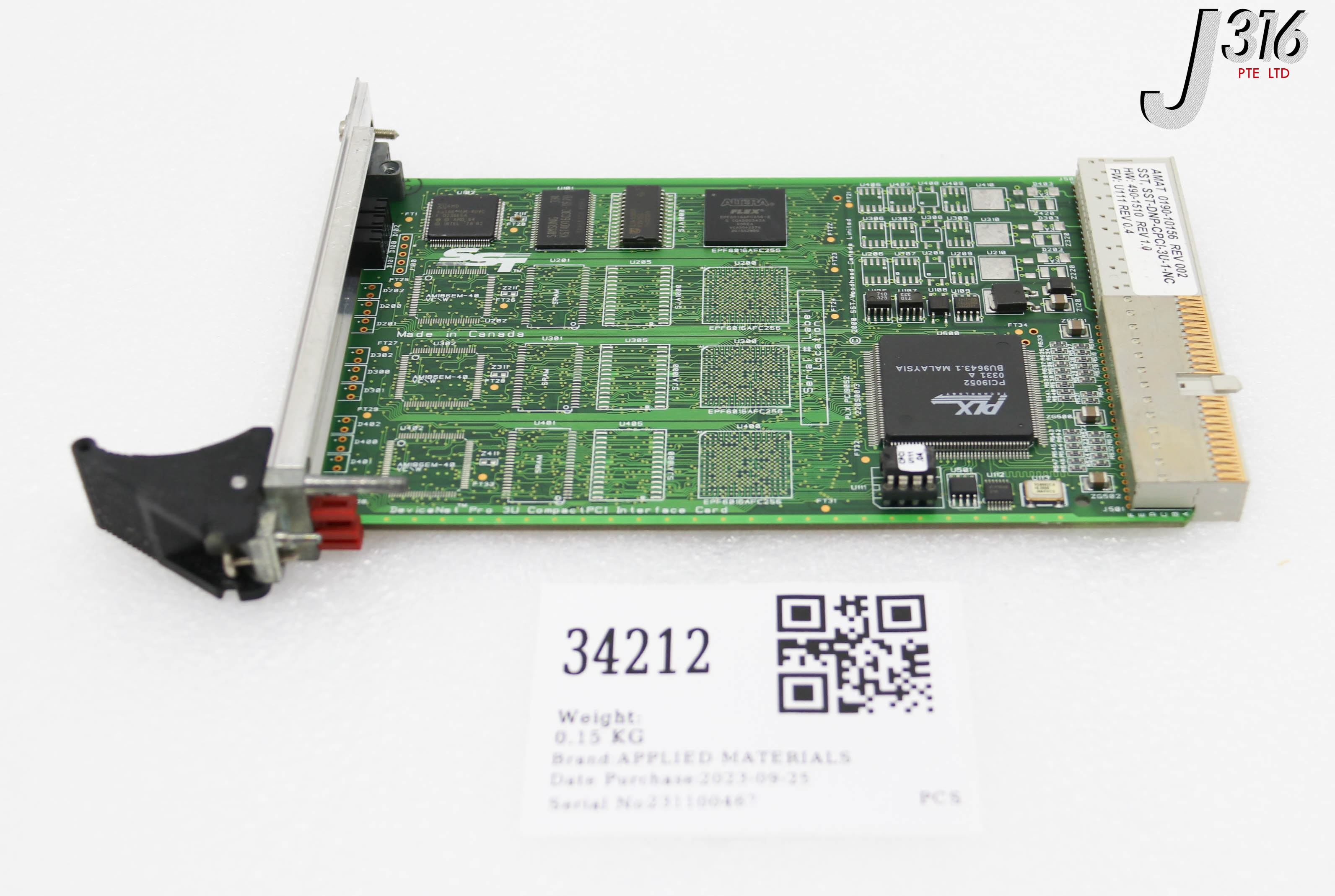 34212 APPLIED MATERIALS PCB, DEVICENET SCANNER, SST-DNP-CPCI-3U-1